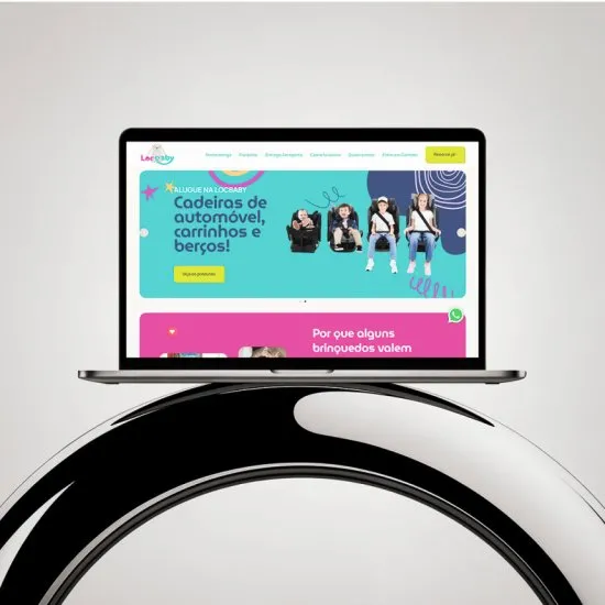 Versão para desktop do site Locbaby, layout responsivo criado pela Agência Kanka
