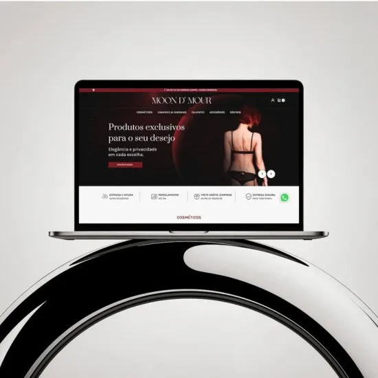 Versão para desktop do site Moon D'amour, layout responsivo criado pela Agência Kanka