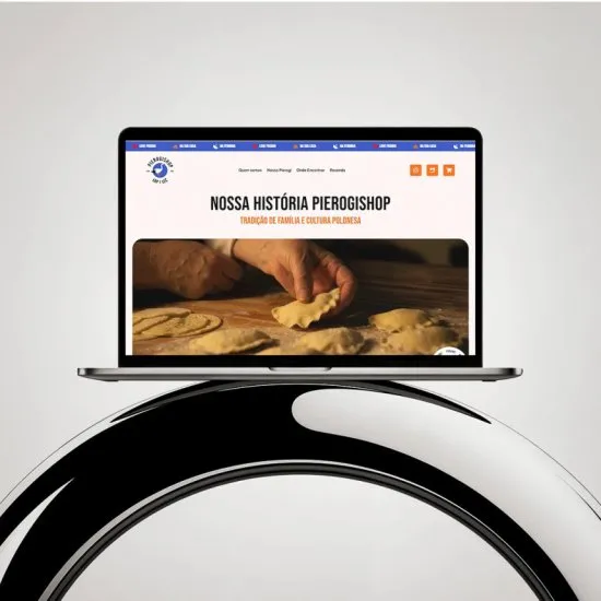 Versão para desktop do site Pieroguishop, layout responsivo criado pela Agência Kanka